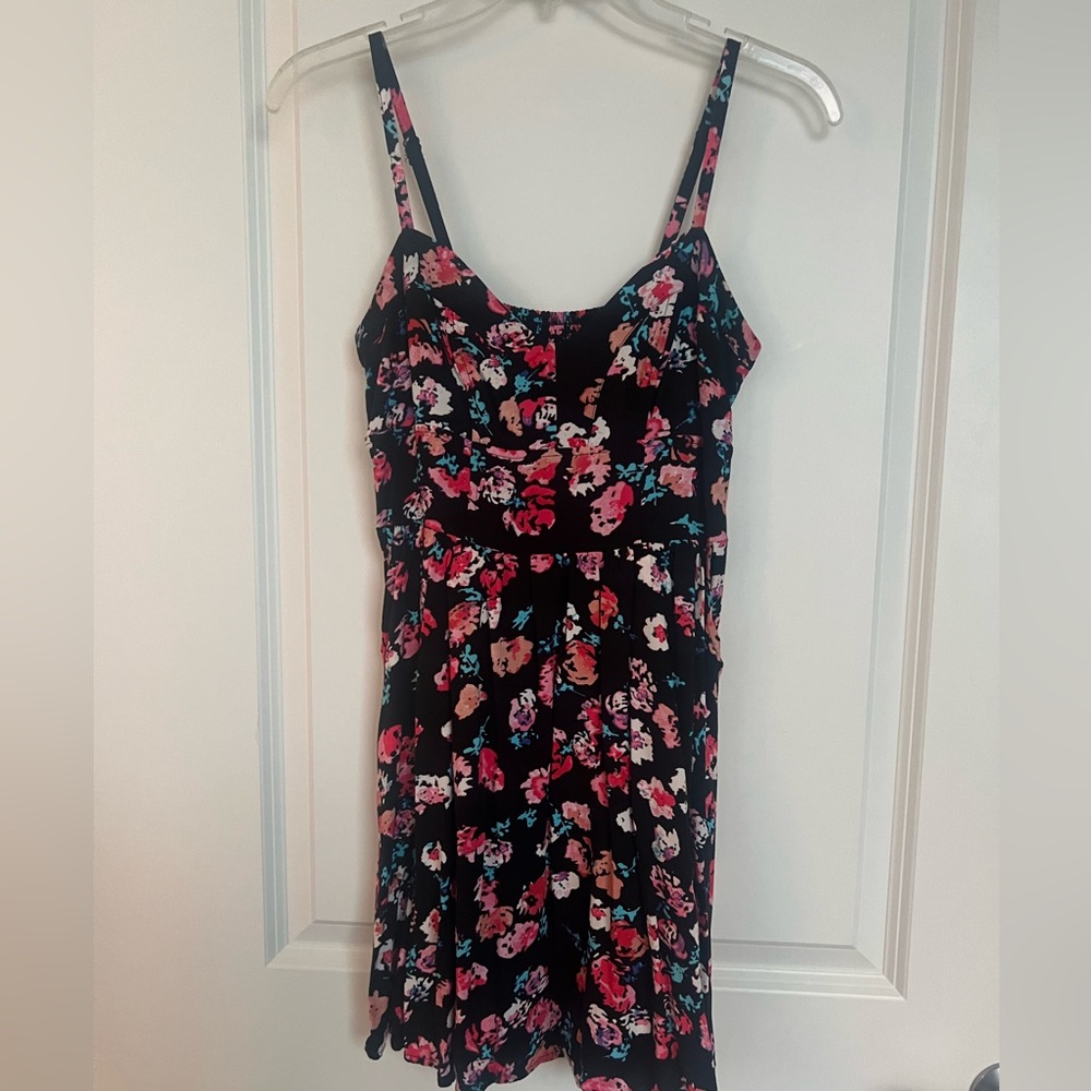 Express Black floral spaghetti strap sun dress - size XS